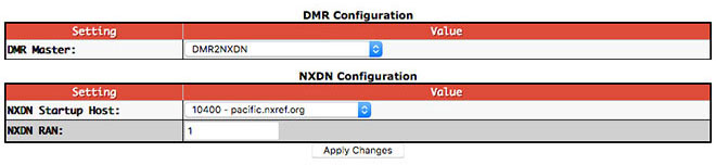 Digital mode configuration settings - DMR2NXDN cross-mode