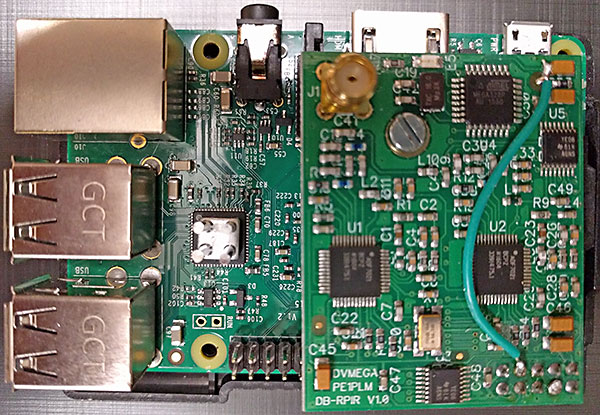Photo DVMEGA board showing the jumper wire in place