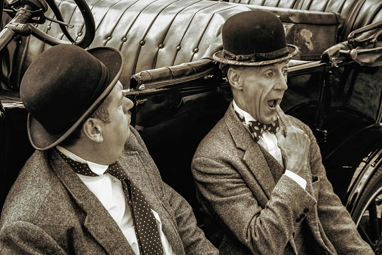 Laurel and Hardy lookalikes at Shoreham Airshow in West Sussex on August 30, 2014