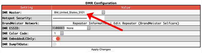 Digital mode configuration settings - DMR
