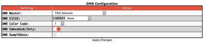 Digital mode configuration settings - Basic options for all DMR Masters