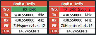 Pi-Star Radio Info TRX - Mode-specific RX or TX activity